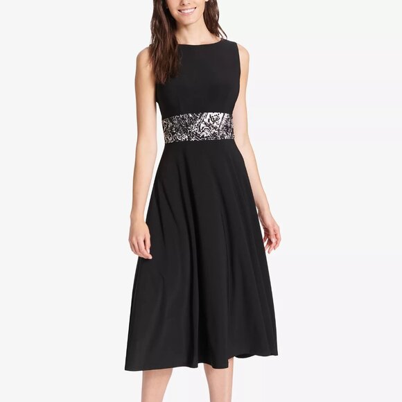 Jessica Howard Ruched-Waist Sleeveless Boat Neck Fit & Flare Maxi Dress Size 12 - Picture 1 of 10